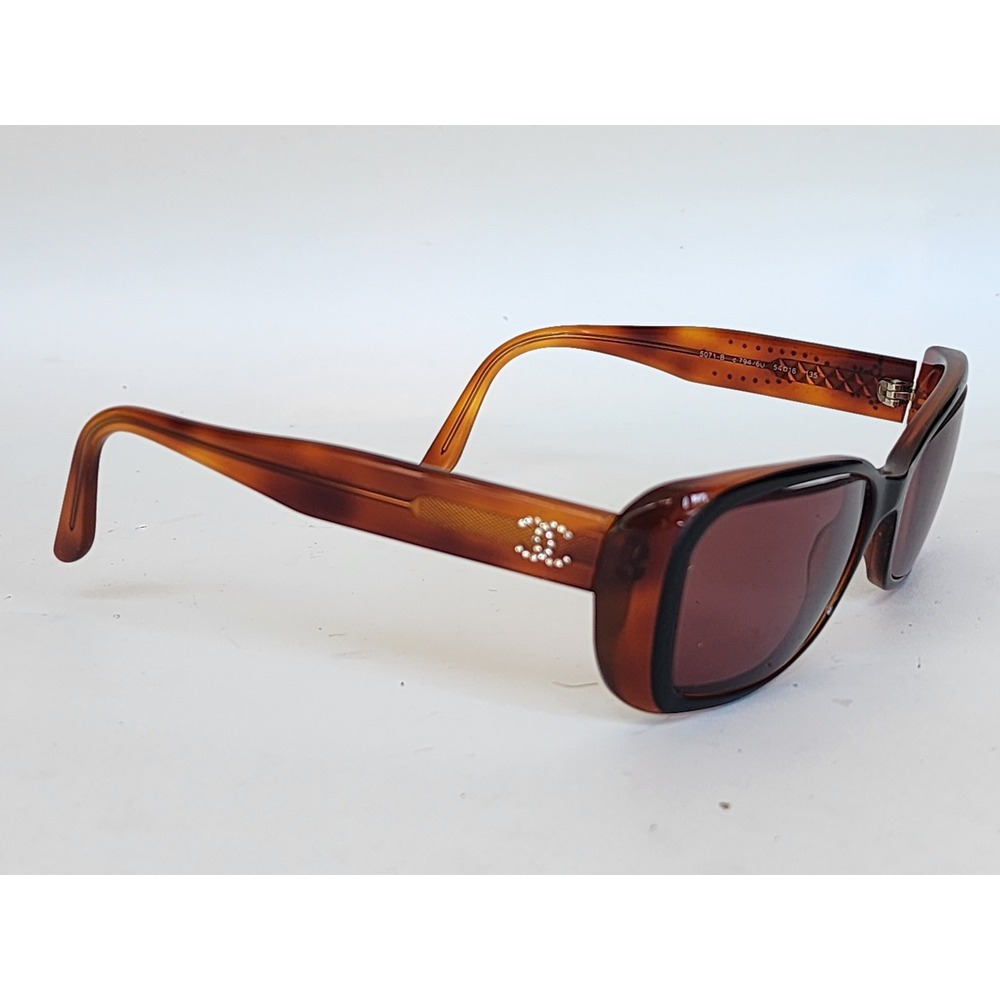 Chanel Vintage 5071-B Tortoise Crystal CC Logo Frames Only Brown Italy 54-16